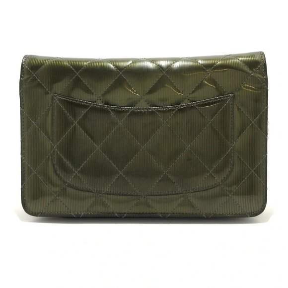 Auth CHANEL Matelasse - Khaki Gray Patent Leather Leather Other Style Wallet - Picture 13 of 13